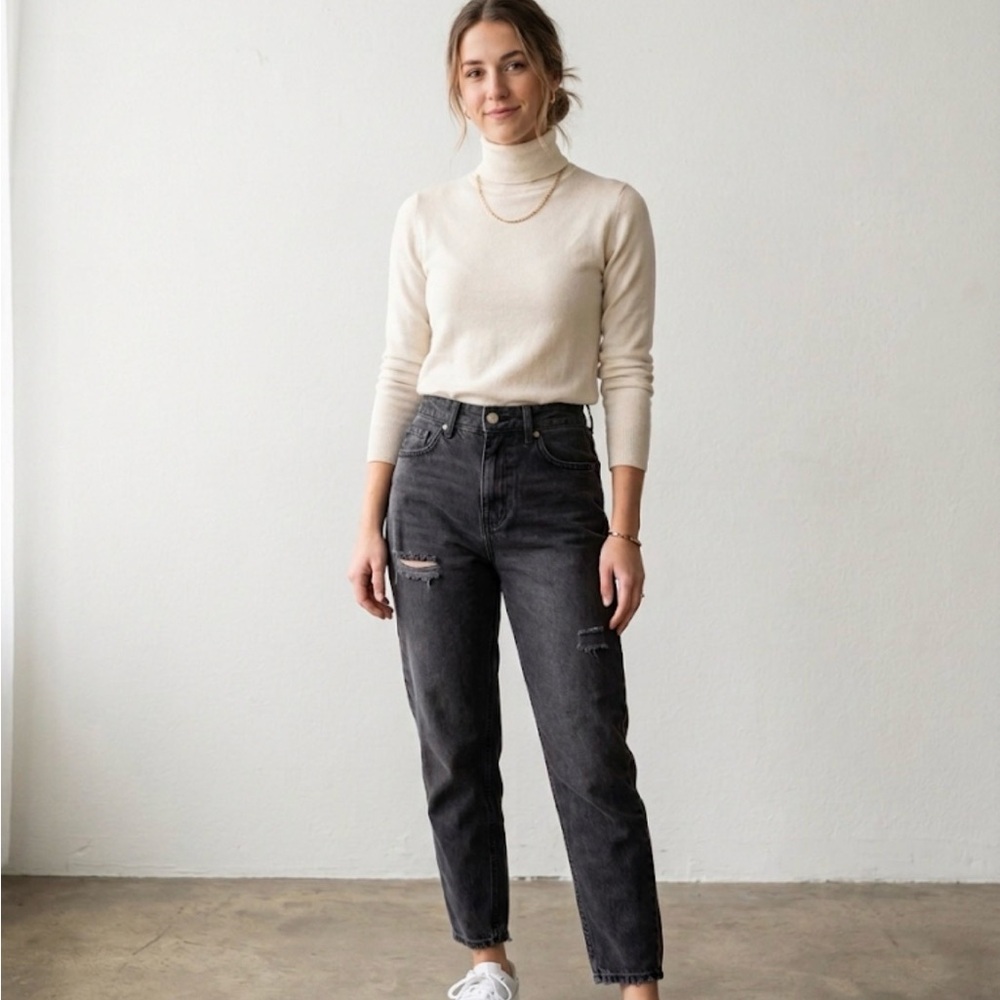 wild fable High-Rise Washed Black Mom Jeans